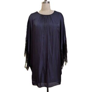 Halston Heritage Midnight Blue Silk Mini Caftan SZ M
